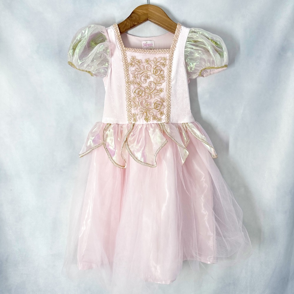 Fairytale by Lilt Iridescent Puff Sleeve Pink Princess Dress Girls Size 7